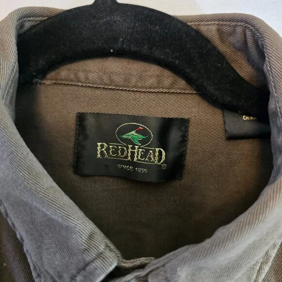 REDHEAD MENS 90S VINTAGE OUTDOOR 100% COTTON SHIRT BROWN TAN LONG SLEEVE MEDIUM - Picture 3 of 11